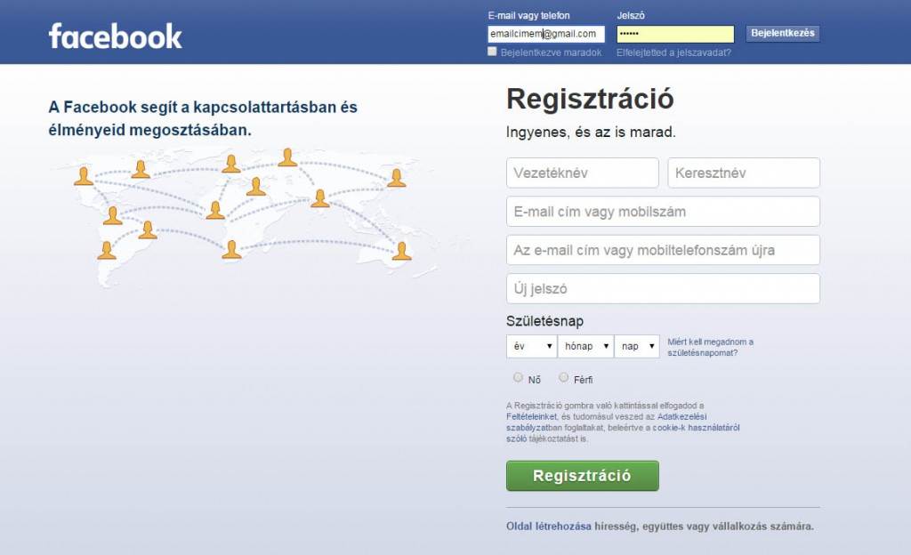 Facebook bejelentkezés vagy regisztráció